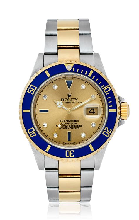 rolex 2 tone submariner serti dial|Rolex Submariner 16613 men watch.